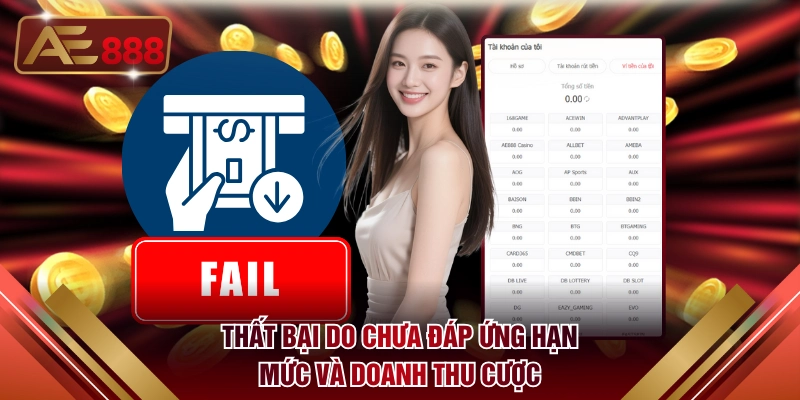 Thất bại do chưa đáp ứng hạn mức và doanh thu cược